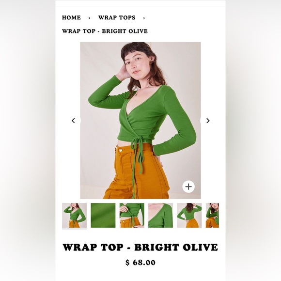 Big Bud Press Tops - Big Bud Press Wrap Top in Bright Olive